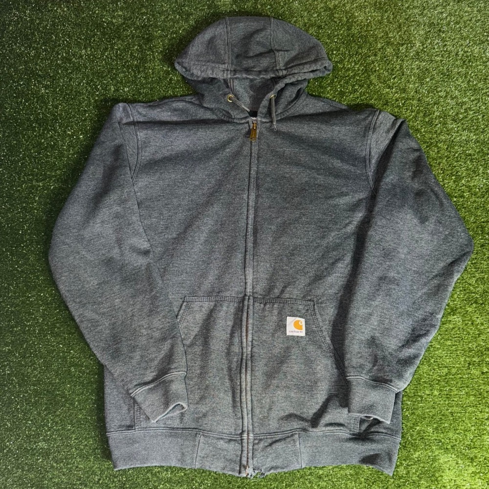 Carhartt Mens Loose Fit Full Zip Hoodie Charcoal Gray Sweatshirt Medium